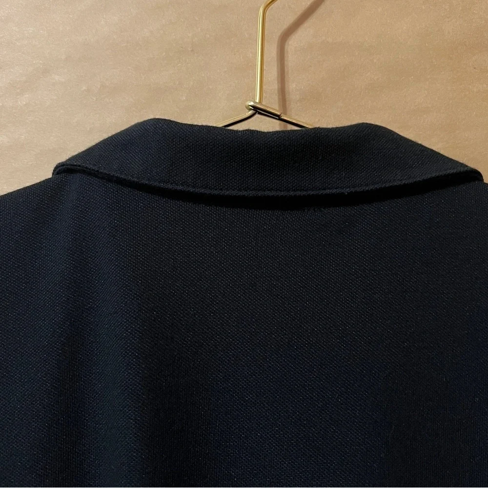 Alo | Cropped Prestige Polo Shirt Collared Built in Bra Top Pique Black Size L